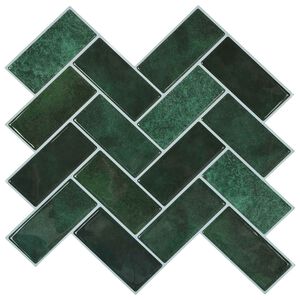 vidaXL Dlaždica herringbone 20 ks Tmavozelen&aacute; 30 x 30 cm