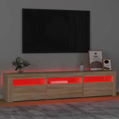 vidaXL TV skrinka s LED svetlami dub sonoma 180x35x40 cm