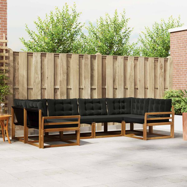 vidaXL Z&aacute;hradn&aacute; s&uacute;prava gaučov s vank&uacute;&scaron;om 6 pcs Pr&iacute;rodn&aacute; a čierna