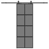 vidaXL Posuvn&eacute; dvere s kovan&iacute;m čierne 76x205 cm tvrden&eacute; sklo