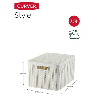 Curver Úložný box s vekom Style L 30 l krémovo biely