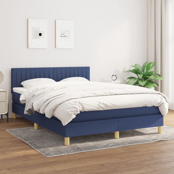 vidaXL Boxspring posteľ s matracom modr&yacute; 140x190 cm l&aacute;tka