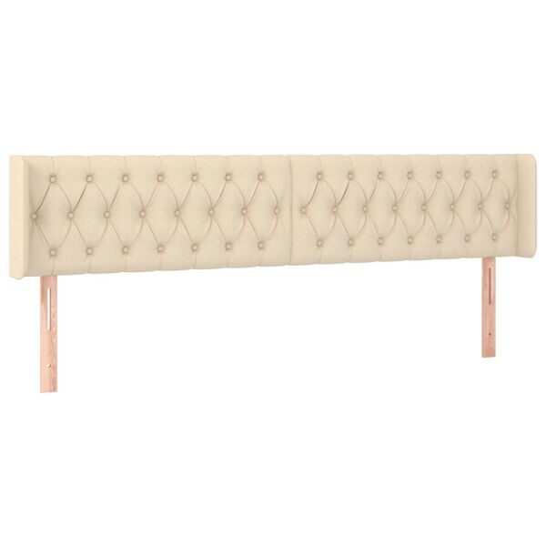 vidaXL Čelo postele s LED krémové 183x16x78/88 cm látka