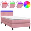 vidaXL Posteľn&yacute; r&aacute;m boxsping s matracom a LED ružov&yacute; 80x220 cm zamat