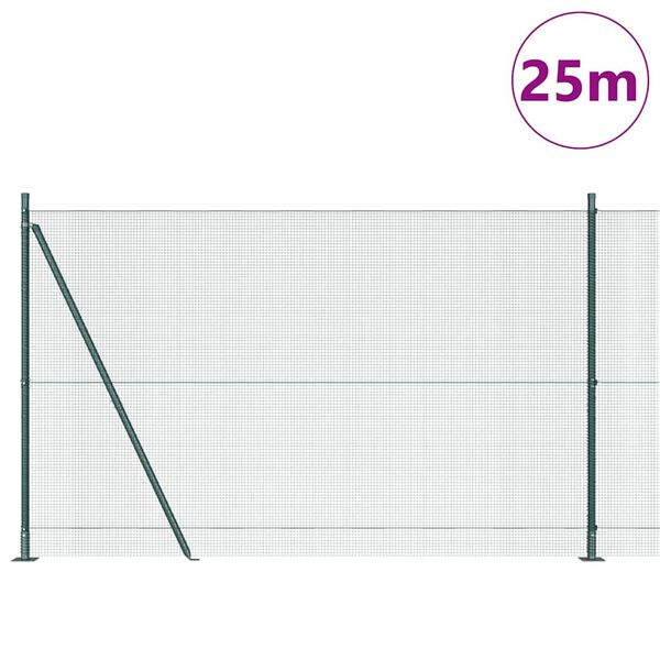 vidaXL Stĺp na plot. Zelen&aacute; 25 x 1,4 m (12 x 12 mm sieťka) Ocel a PVC