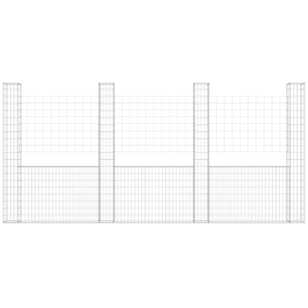 vidaXL Železný gabiónový kôš v tvare U s 5 stĺpmi 500x20x200 cm