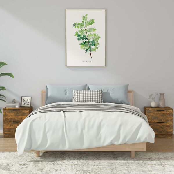 vidaXL Nočn&eacute; stol&iacute;ky 2 ks dymov&yacute; dub spracovan&eacute; drevo