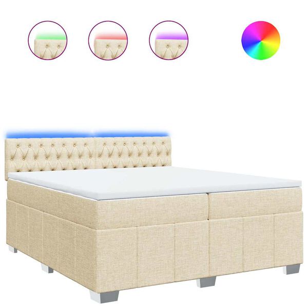 vidaXL Boxspring posteľ s matracom kr&eacute;mov&aacute; 200x200 cm l&aacute;tka
