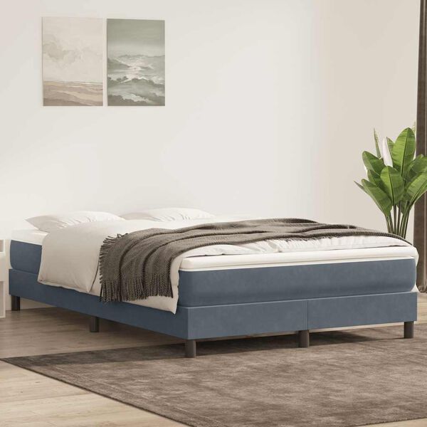 vidaXL Posteľn&yacute; r&aacute;m boxspring bez matracom tmavosiv&yacute; 140x220 cm zamat
