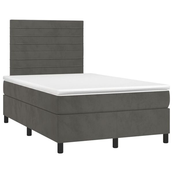 vidaXL Boxspring posteľ s matracom, tmavosiv&aacute; 120x190 cm, zamat