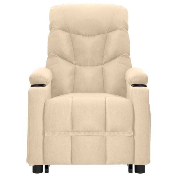 vidaXL Zdvíhacie masážne kreslo krémové látka