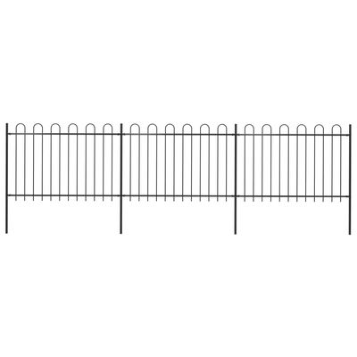 vidaXL Záhradný plot s oblúkovým zakončením, oceľ 5,1x1,2 m, čierny