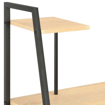 vidaXL Písací stôl s policami, čierny a dubový 102x50x117 cm