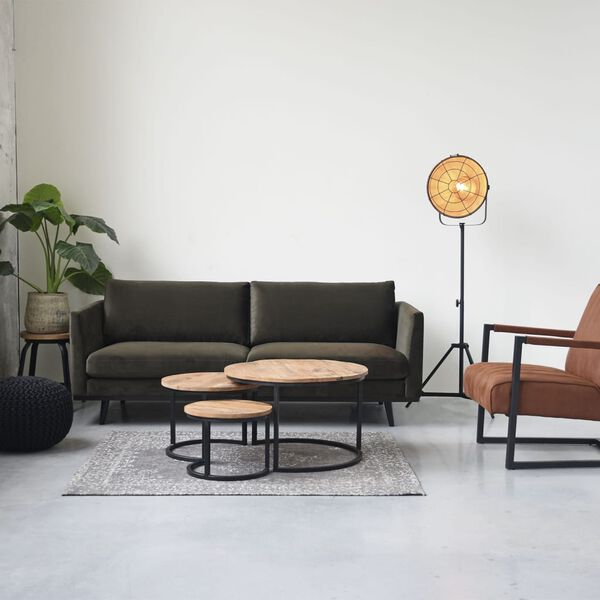 LABEL51 Pleten&aacute; taburetka bavlnen&aacute; M čierna