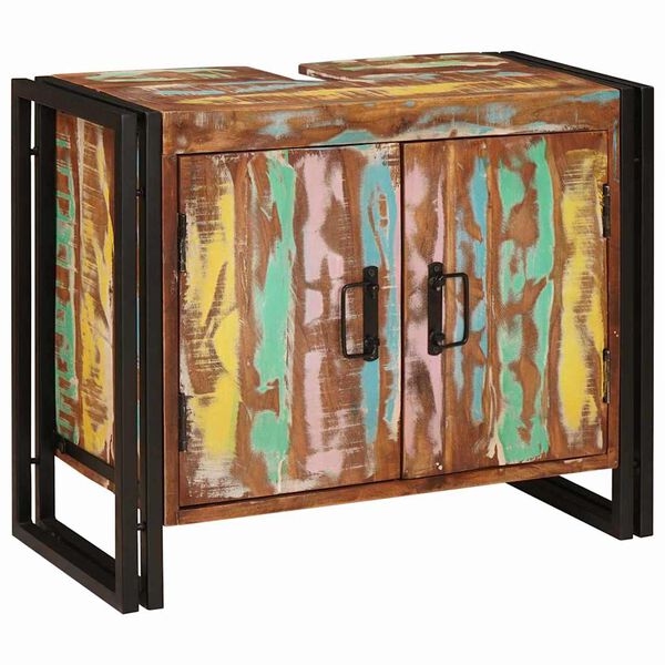 vidaXL Skrinka pod um&yacute;vadlo Viacfarebn&yacute; Mas&iacute;vne obnoven&eacute; drevo