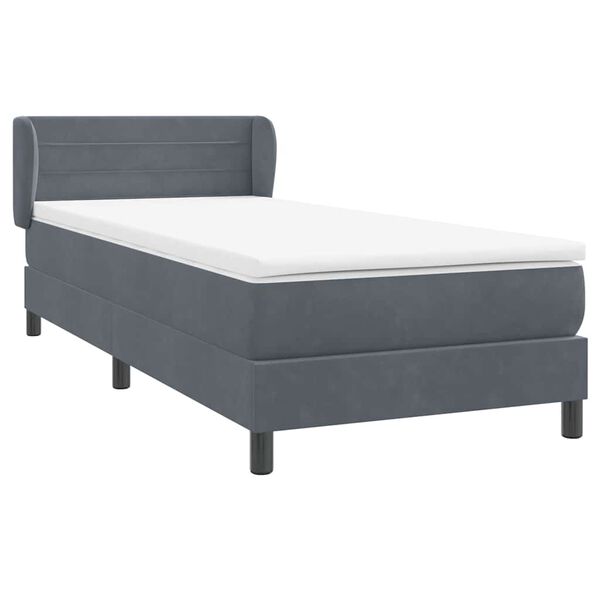 vidaXL Posteľn&yacute; r&aacute;m boxspring s matracom tmavosiv&yacute; 80x210 cm zamat