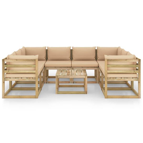 vidaXL 9-dielna sedacia s&uacute;prava s podložkami, impregnovan&aacute; borovica