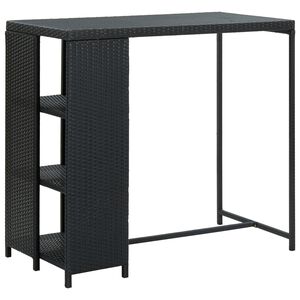vidaXL Barov&yacute; stol&iacute;k s &uacute;ložn&yacute;m reg&aacute;lom čierny 120x60x110 cm polyratan