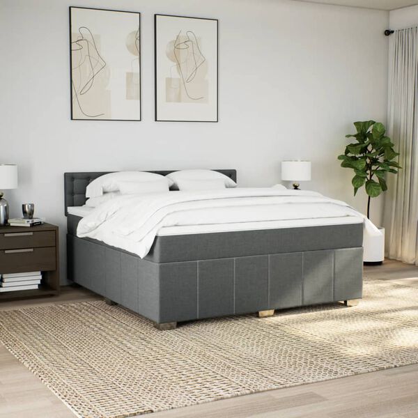 vidaXL Boxspring posteľ s matracom tmavosivá 180x200 cm látka