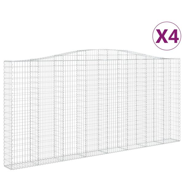 vidaXL Obl&uacute;kov&eacute; gabi&oacute;nov&eacute; ko&scaron;e 4ks 400x30x180/200cm pozinkovan&eacute; železo