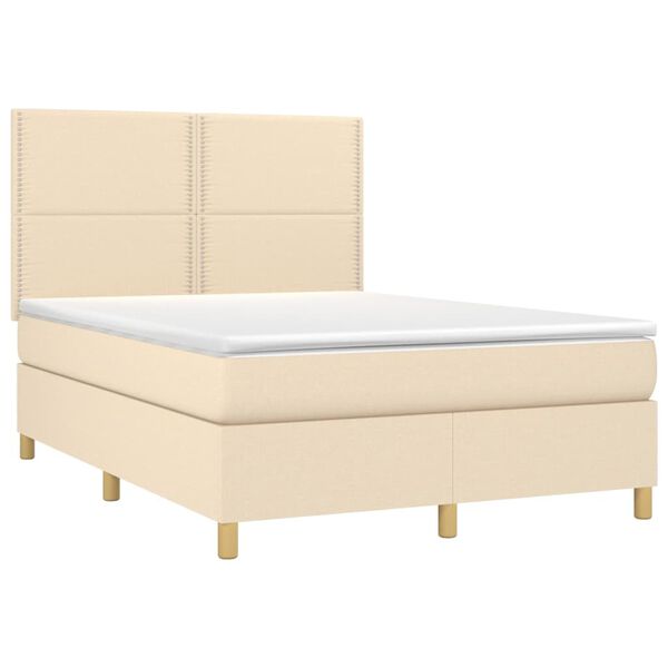 vidaXL Boxspring posteľ s matracom kr&eacute;mov&yacute; 140x190 cm l&aacute;tka
