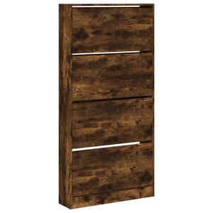 vidaXL Botn&iacute;k so 4 v&yacute;klopn&yacute;mi z&aacute;suvkami dymov&yacute; dub 80x21x163,5 cm