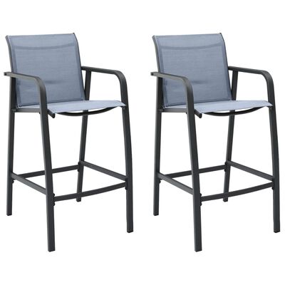 vidaXL Záhradné barové stoličky 2 ks, sivé, textilén