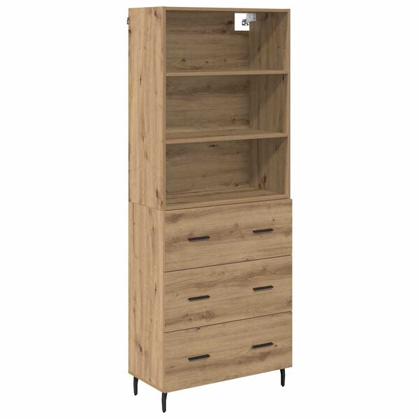 vidaXL Highboard so z&aacute;suvkou Remeseln&yacute; dub 69,5 x 34 x 180 cm