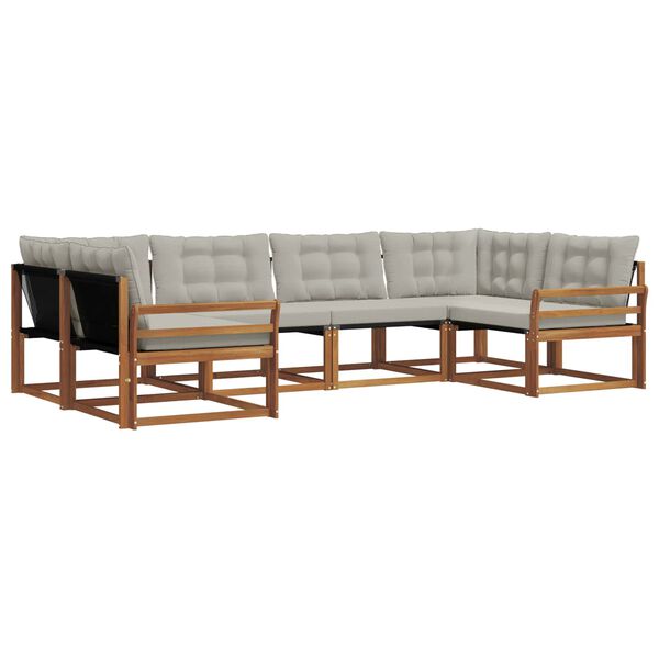 vidaXL Z&aacute;hradn&aacute; s&uacute;prava gaučov s vank&uacute;&scaron;om 6 pcs Pr&iacute;rodn&aacute; a svetlosiv&aacute;