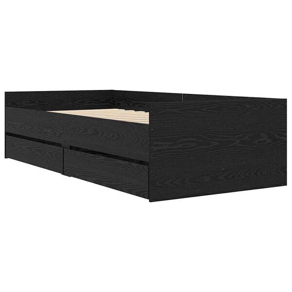 vidaXL R&aacute;m postele Čierny dub 90 x 200 cm Mas&iacute;vne borovicov&eacute; drevo