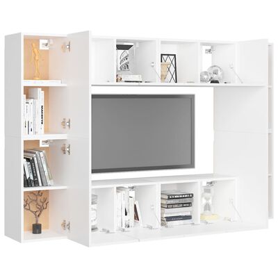 vidaXL 8-dielna súprava TV skriniek biela drevotrieska