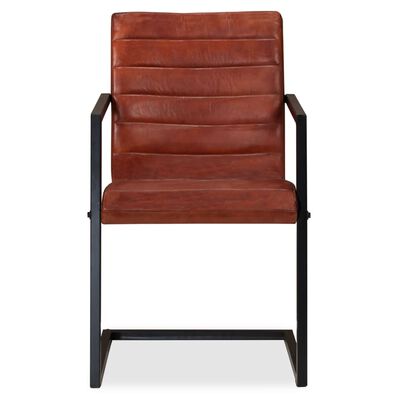 vidaXL Jedálenské stoličky 2 ks hnedé pravá koža