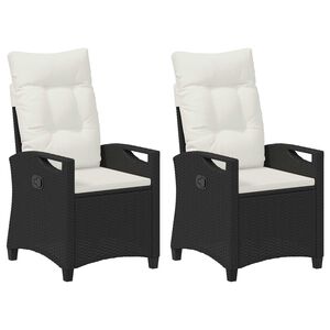 vidaXL Z&aacute;hradn&aacute; stolička 2 pcs Čierna a kr&eacute;mov&aacute; 56 x 60 x 112 cm