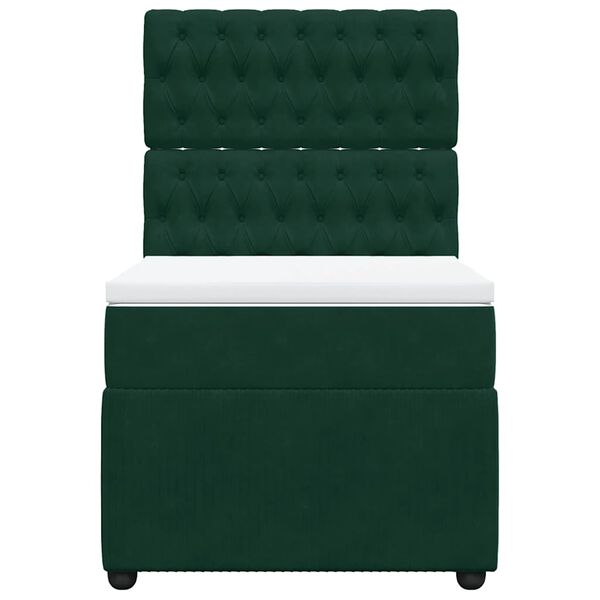 vidaXL Posteľn&yacute; r&aacute;m boxsping s matracom tmavozelen&yacute; 100x200 cm zamat