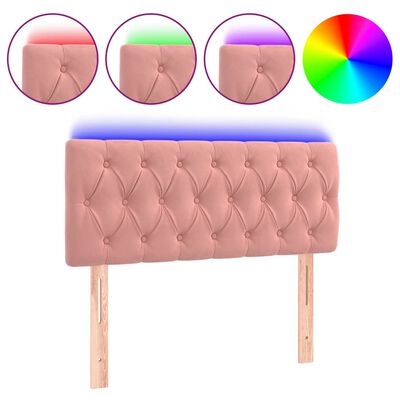 vidaXL Čelo postele s LED ružové 100x7x78/88 cm zamat