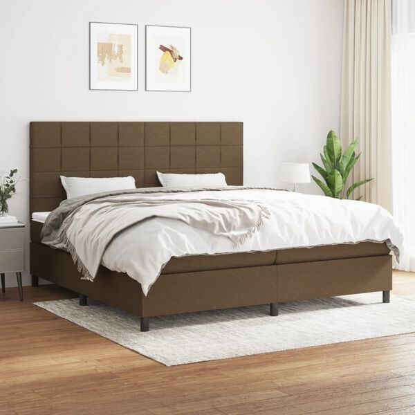 vidaXL Boxspring posteľ s matracom tmavohned&aacute; 200x200 cm l&aacute;tka