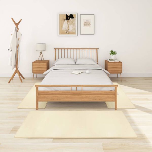 vidaXL Koberce do sp&aacute;lne chlpat&eacute; s dlh&yacute;m vlasom 3 ks kr&eacute;mov&eacute;