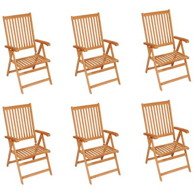 vidaXL Záhradné stoličky 6 ks s béžovými podložkami tíkový masív