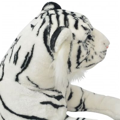 vidaXL Hračka plyšový tiger, biely, XXL