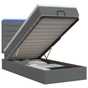 vidaXL Ottoman posteľ s matracom a LED Tmavosiv&aacute; 80 x 200 cm L&aacute;tka