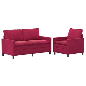 vidaXL Sada pohoviek 2 pcs V&iacute;no červen&eacute; Zamat