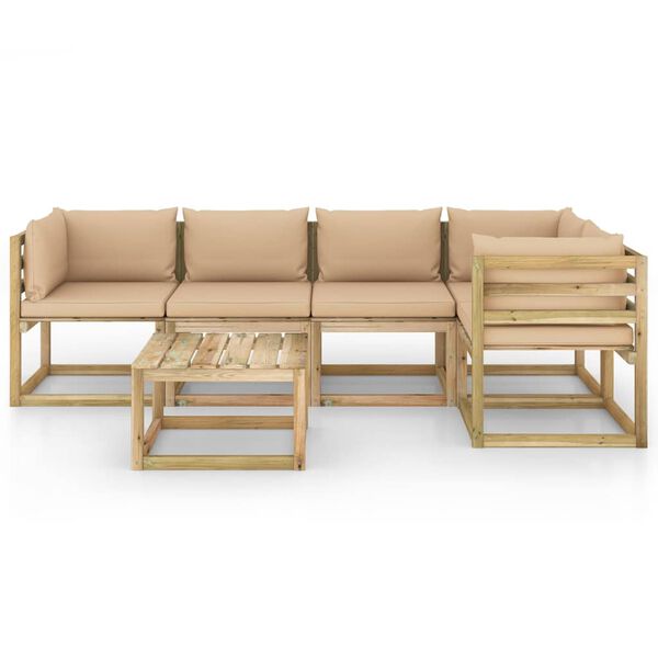 vidaXL 6-dielna sedacia s&uacute;prava s podložkami, impregnovan&aacute; borovica