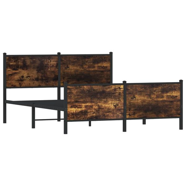 vidaXL Kovov&yacute; posteľn&yacute; r&aacute;m bez matraca, tmav&yacute; dub 140x190 cm