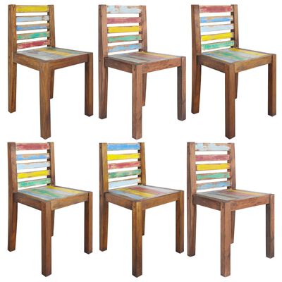 vidaXL Jedálenské stoličky z recyklovaného dreva 6 ks