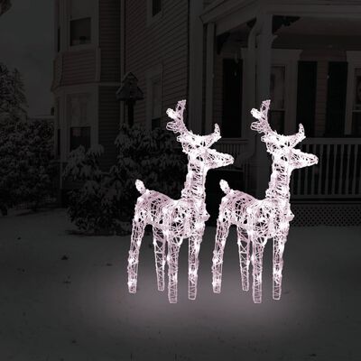 vidaXL Vianočné soby 2 ks teplé biele 80 LED akrylové