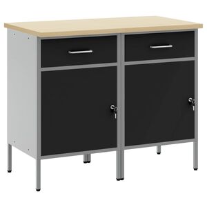 vidaXL Pracovn&aacute; skrinka so z&aacute;mkom 2 pcs Čierna a &Scaron;ed&aacute; 100 x 55 x 85 cm