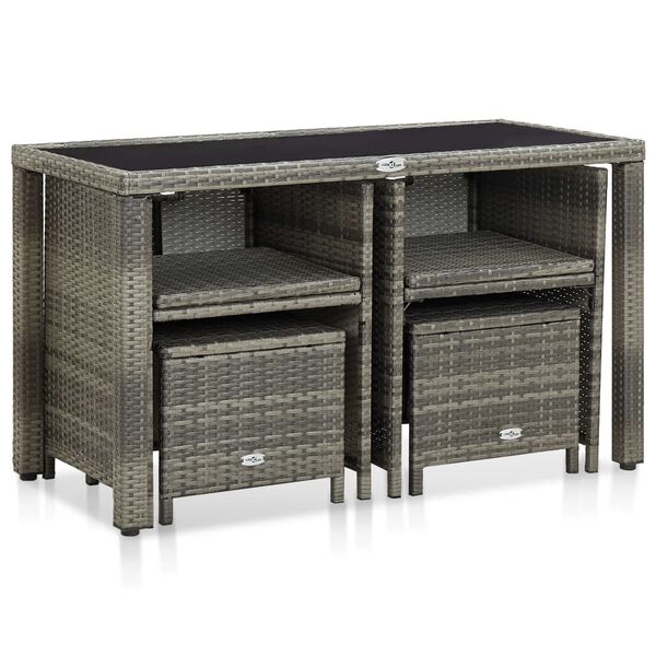 vidaXL 5-dielna vonkaj&scaron;ia jed&aacute;lensk&aacute; s&uacute;prava s vank&uacute;&scaron;mi siv&aacute; polyratanov&aacute;