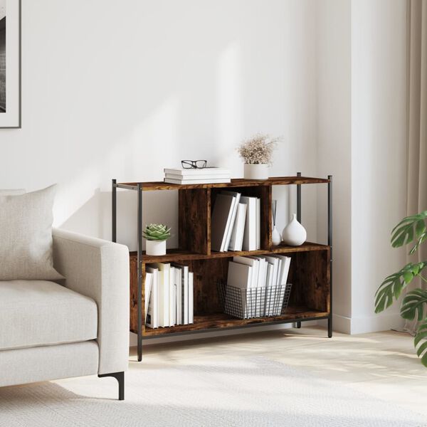 vidaXL Knižnica dymový dub 102x28x77,5 cm kompozitné drevo