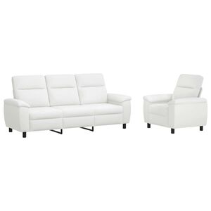vidaXL Sada pohoviek 2 pcs Biela L&aacute;tka