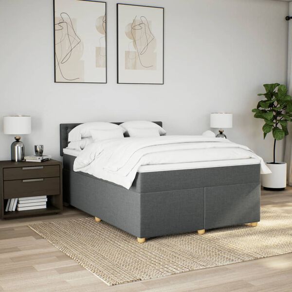 vidaXL Boxspring posteľ s matracom tmavosiv&aacute; 140x190 cm l&aacute;tka